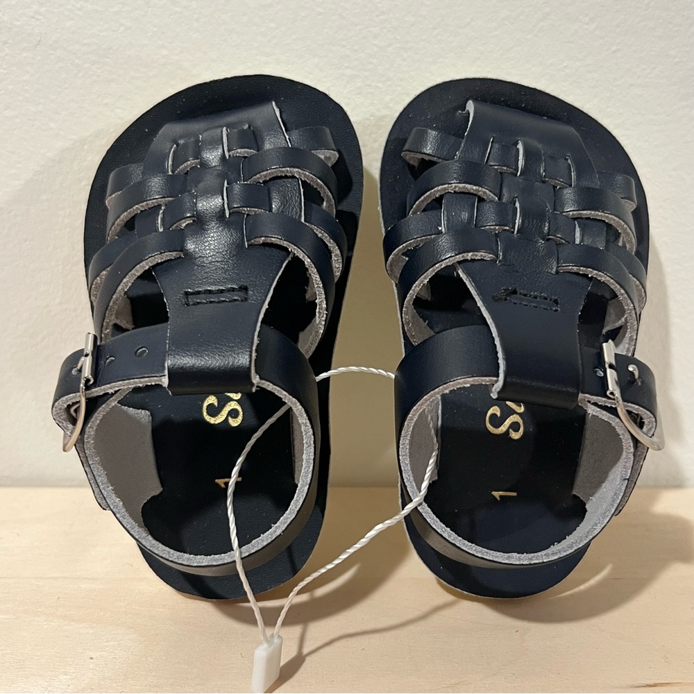 Saltwater NEW Navy Blue Leather Sailor Sandals Size 1